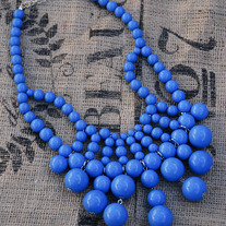 Bold Blue Beaded Chandelier Necklace