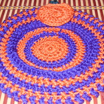 Orange-Purple Pumpkin Crocheted Tam