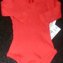 Red LS Onesie-NEW-Miniwear Size 0-3 Months