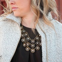 Antique Gold Flower Chandelier Necklace