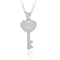 Key with Love (wording) Necklace -Silver