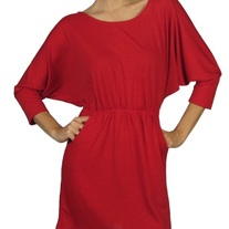 Batwing Dress With Draped Chain Back - Red