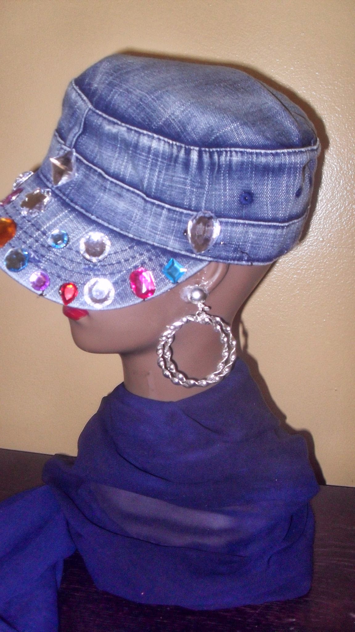 multi color rhinestone cadet hat on Storenvy