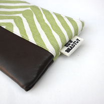 LEATHER + GREEN CHEVRON CLUTCH