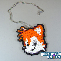 Tails Miles Prower - Sonic the Hedgehog Perler Bead Sprite Necklace