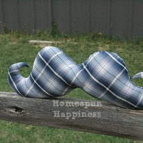 Small Mustache Pillow - Blue and Grey Plaid
