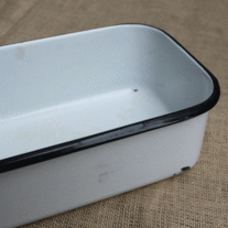 Enamelware - White with Black Trim Vintage Bin
