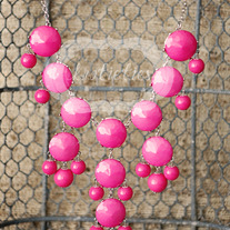 large knotiebubble necklace - pink w/ silver
