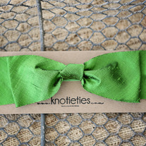 big silk knotiebow headband - apple green
