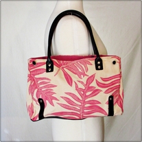Pink and White Canvas Tote