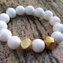 22K Plated Gold White Agate bracelet