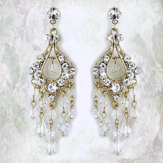 Wedding Chandelier Earrings with Swarovski Crystals & Rhinestones on Storenvy
