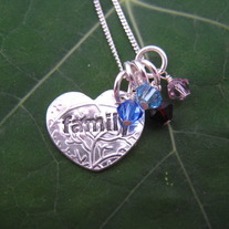 Family Heart Necklace with 4 Birthstones