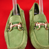 GUCCI HORSEBIT BUCKLE Green'ish DRIVING SHOES SZ 37.5 D