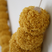 Sunny Pom Garland - OOAK - Repurposed Yarn