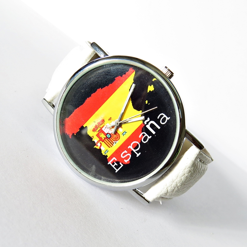 España Flag , Vintage Style Watch, Spain Flag , Leather Watch, Women's