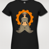 "ROBO (Eye Gaze)" American Apparel Slim Fit Shirt for Women (Black)