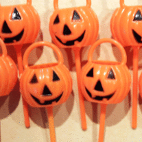 Vintage Plastic Pumpkin Cupcake Picks