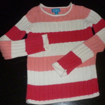 Pink/White Striped Sweater-The Children's Place Size Small 5/6