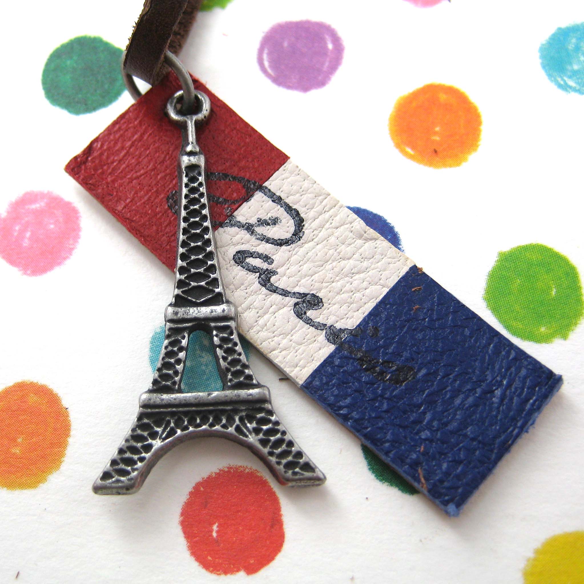 Simple Eiffel Tower Charm Paris Leather Strap Travel Necklace · DOTOLY