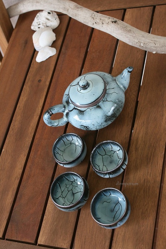 Blue & Black Glaze Teapot Set on Storenvy
