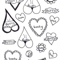 10 Assorted 'Butts' Sticker Flakes