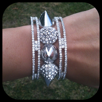Rhinestone & Spike bracelet (Silver)
