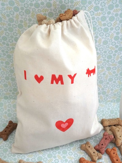 Doggie Storage Bag/Produce Bag/Treats Bag - I Heart My Dog