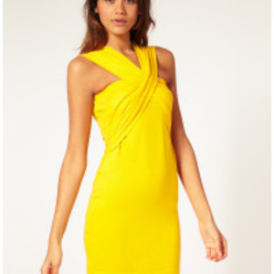 yellow mini bodycon dress