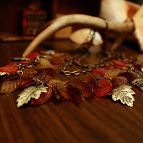 MultiStrand Fall Colors Owl Necklace