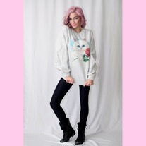 Oversized Kitty Crewneck Sweater