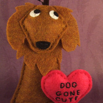 Dog Gone Cute - Valentine's Day Felt Ornament - Cinnamon the Golden Retriever