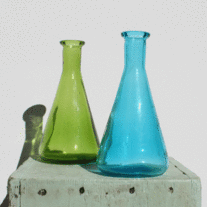 Colored Glass Apothecary Jars Beakers - set of 2