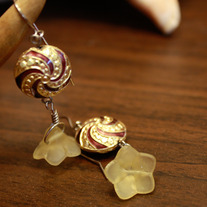 Brown and Gold Cloisonné Earrings