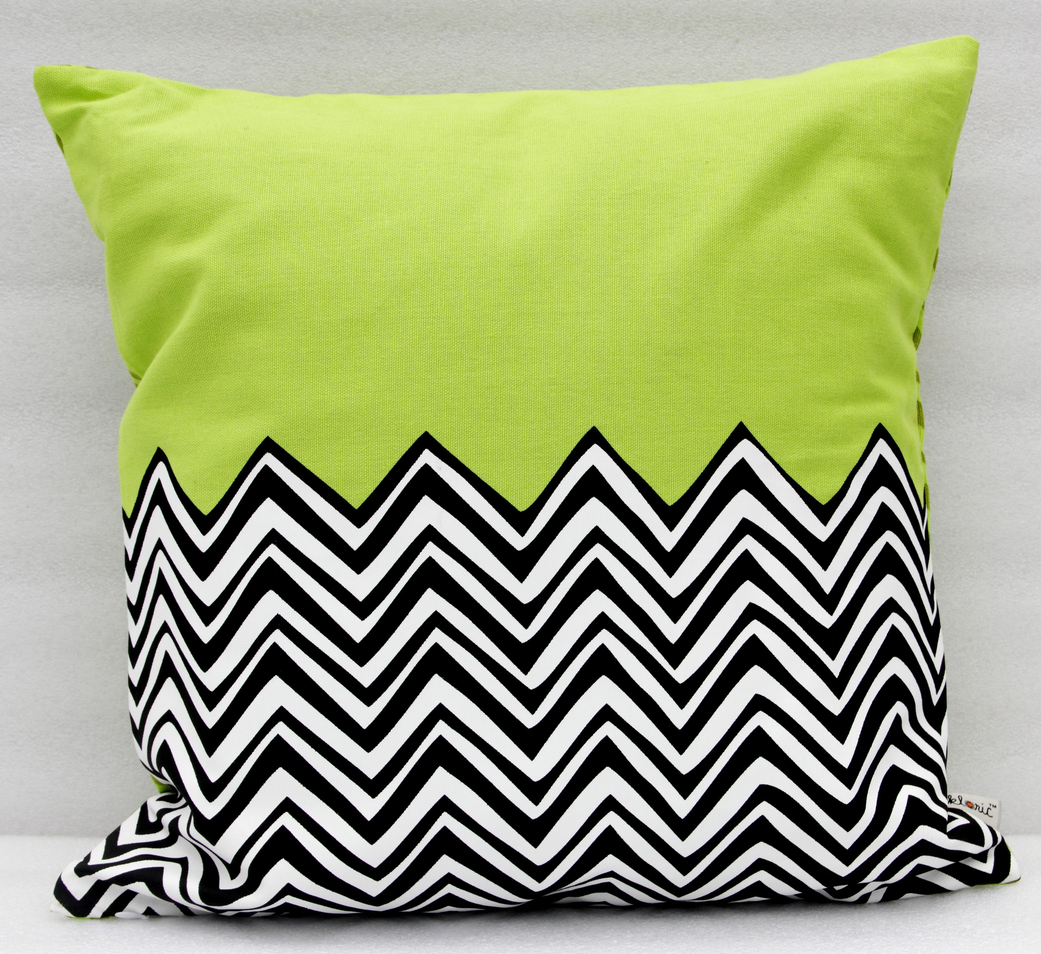Folkloric Lime Green Chevron Decorative Pillow Cover