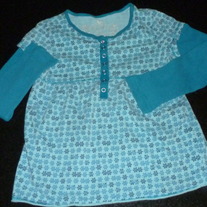 Blue Long Sleeve Shirt with Flowers-The Children's Place Size 7/8