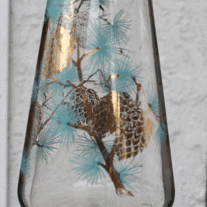 Libbey Aqua/Gold Pinecone 32 oz Carafe