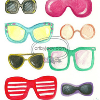  Original "Summer Shades" Ink Watercolor Illustration