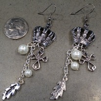 Crown pearl drop earrings