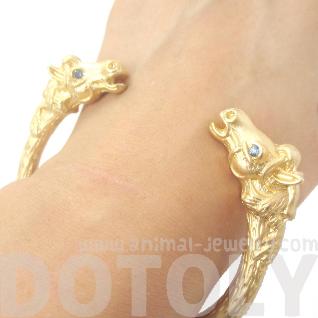 Classic Wild Horses Shaped Animal Wrapped Bangle Bracelet in Gold · DOTOLY Animal Jewelry · The