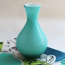 Glass Vase, Aqua/Turquoise with Inner White Casing