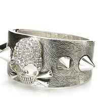 Silver Skull & Spike Cuff 