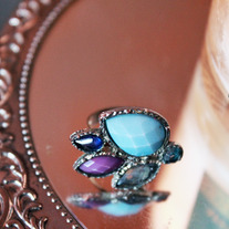 Handmade Dark Pastel Stone Adjustable Ring