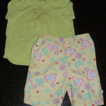 Green Short Sleeve Shirt with Matching Butterfly Capris-Jumping Beans Size 6-9 Months  CLM1