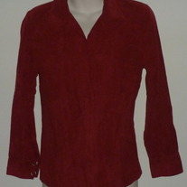 Long Sleeve Deep Red Velvety Top with Snap Buttons-Baby and Me Size Medium