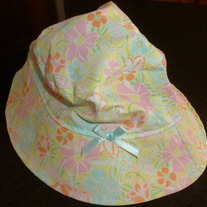Pastel Color Floral Hat with Blue Ribbon Bow-Infant