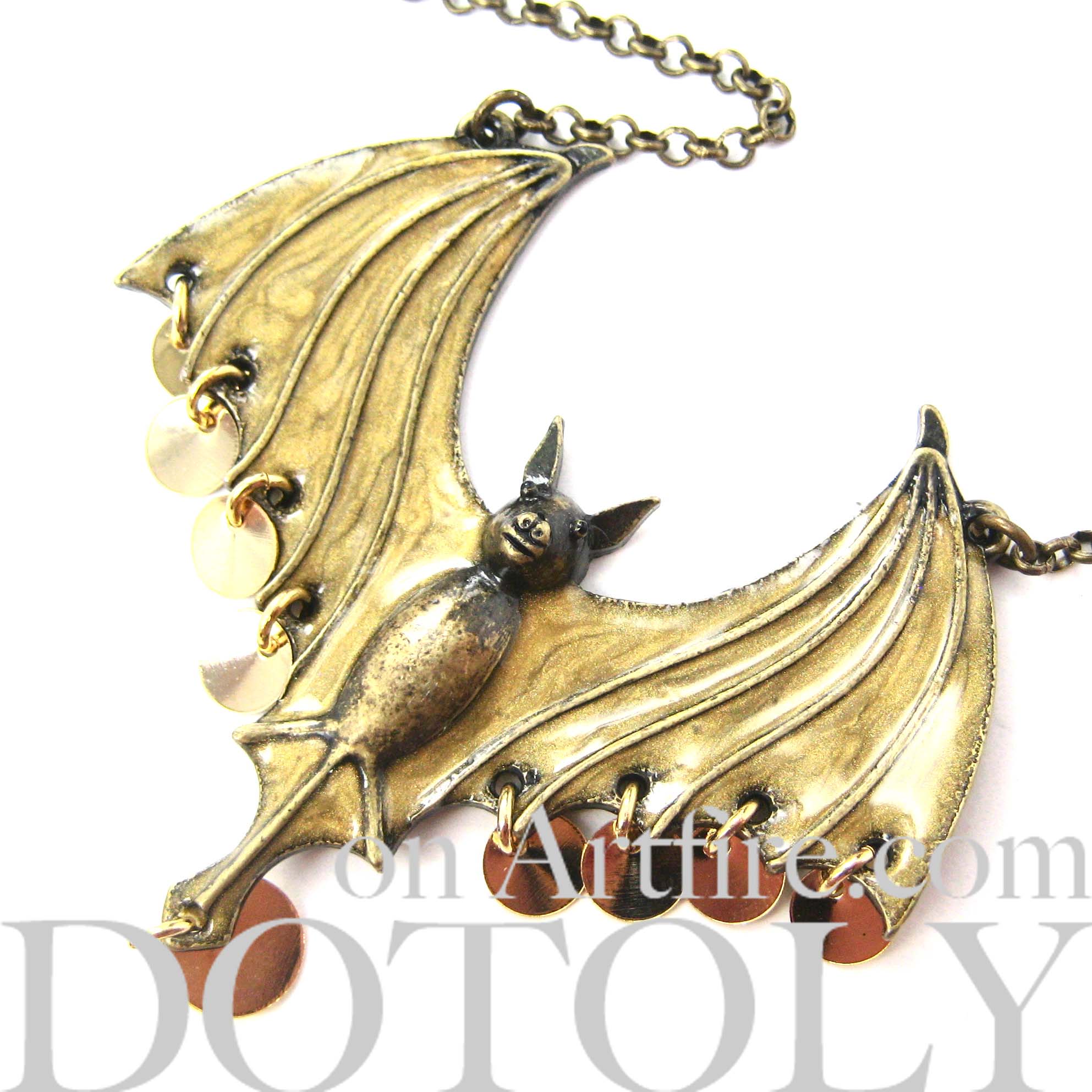 Unique Bat Animal Wings Charm Necklace in Bronze · DOTOLY Animal