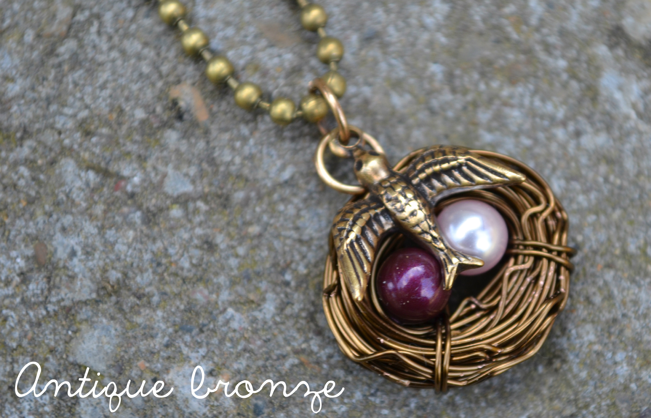 Set of 4 Birds Nest Birthstone Necklaces on Storenvy