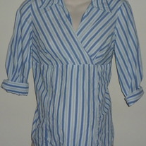 Blue/Green/White Stripe Shirt with Collar-Oh!Mamma Size Small