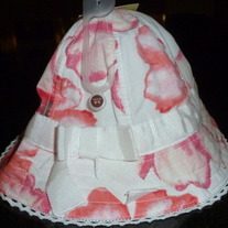 Pink Floral Hat with White Ribbon-NEW-Old Navy Size 3-6 Months
